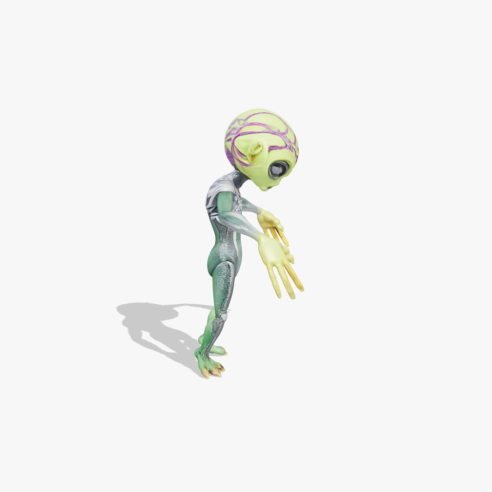 Alien Warrior D Model with PBR Textures  Full Animations